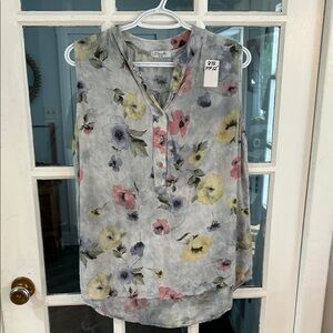 872.    Floral Blouse - Gray with Multicolor